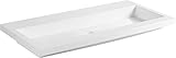 Saqu Straight Mineralmarmor-Waschbecken 100x51 cm - 1 Becken ohne Hahnloch Glänzend weiß - Waschbecken für Unterschrank, Waschtisch für Badmöbel S