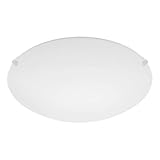 EGLO Deckenlampe Mars, runde Wandleuchte innen, Deckenleuchte aus weiß satiniertem Glas, Stahl, Lampe Schlafzimmer mit E27 Fassung