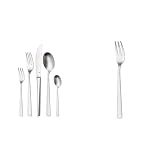 WMF Corvo Besteck Set 6 Personen, 30-teilig, Hohlheftmesser & Corvo Kuchengabel 16 cm, Cromargan protect, Edelstahl mattiert, kratzbeständig, spü