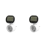 UDSKNV[KSL 2X Leistungsmesser, Digitaler Wattmeter, Stromzähler, Voltmeter, Energiekostenzähler, Steckdose 45° Drehbar, EU-Steck
