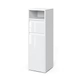 Vicco Midischrank Majest, Weiß Hochglanz, 30.2 x 96.3 cm, zur Aufbewahrung von Badutensilien und kombinierb