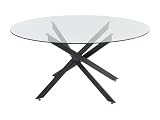Vente-unique-Esstisch rund für 6 Personen - Sicherheitsglas & schwarzes Metall - Transparent - C