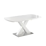 Vicco Esstisch Chinto, Weiß, 120 x 80 cm ausziehbar, mit X-Gestell und sy
