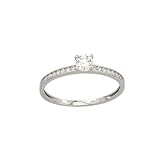JC Trauringe Verlobungsringe Goldringe Schmuckringe in Echt 585 Gold klassische, schlichte Solitärringe Damen Schmuck mit Zirkonia Steine in Weißgold inkl. Schmucketui 8626