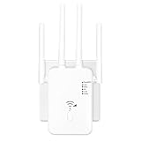 WLAN Repeater WLAN Verstärker 1200 Mbit/s,WiFi Range Extender DualBand WiFi Booster Internet Verstärker mit Externen 4 Antennen Internet Booster mit LAN/WAN Port(weiß)