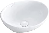 VBChome Mini Waschbecken Keramik Weiß 34x27x13 cm Oval Aufsatzwaschbecken Waschtisch Waschschale für Gäste-WC Handwaschbecken Modern Wasserfall-Design Aufsatzbecken Platzsp