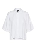 VERO MODA Damen Hemd mit Lockerem Schnitt und Knopfleiste Bluse Halbarm Damenbluse, Farben:Weiß, Größe:L