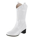 Schwarze Cowboystiefel für Damen, mittelhoch, Western-Stiefeletten, modischer Druck, klobiger Absatz, Chelsea-Stiefel, weich, bequem, breite Wade, Reitstiefel für Damen, Stahlkappenstiefel, Damen,