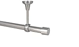 Sento Gardinenstange Vorhangstange 25mm 1-läufig Deckenmontage Edelstahl Optik 120 cm ALBAN