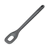 Zyliss E980225 Rührlöffel, 30cm, Nylon/Weizenstroh, Grau, Hitzebeständig, Kochlöffel mit Loch, Löffel für Antihaftbeschichtetes, Kochutensilien, Spülmaschinenfest, Küchenhelfer, 5 Jahre G