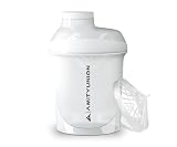 Eiweiß Shaker Deluxe 400 ml auslaufsicher, BPA frei, mit Sieb & Skala - ORIGINAL - für cremige Whey Proteinpulver Shakes, Protein Isolate & BCAA Konzentrate, Protein Shaker, Fitness Mixer, Weiß