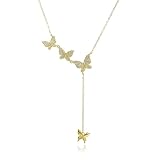 Halskette Ketten Schmuck Herren Frauen Anhänger Necklace 925 DREI Schmetterling Anhänger Choker Halskette Frauen Luxus Rock Punk Schmuck G