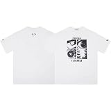 RUENAKH G Überlappungsbuchstabe Minimalistischer Rundprint Casual Retro Jersey Herren Lockeres Casual Kurzarm T-Shirt-color05||L