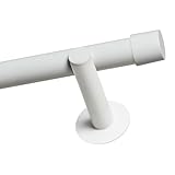 Voppi Gardinenstange 240cm 19mm weiß Stahl Single auf Träger mit Abschluss modern für alle Gardinenvorhang