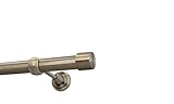 HDTL Gardinenstange Vorhangstange 25mm 1-läufig Wandmontage Messing Antik 200 cm Zoy