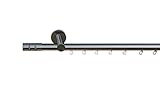 tilldekor Innenlauf Gardinenstange nach Maß, Boston 1-läufig, edelstahl-optik, 20mm Durchmesser, auf Maß gefertigt, 110 cm, inkl. Trägern und Endstück