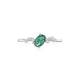 Whoiy Damenring Gold 750 Echtgold mit Erstellter Smaragd 0.5ct, Trauring Elegant 18 Karat Weißgold Bandring für Frauen Größe 62 (19.7)