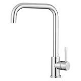 CECIPA Wasserhahn Küche Edelstahl, Küchenarmatur Hochdruck 360° Drehung, Mischbatterie Küche aus Edelstahl 304 Anti-Fingerabdruck, Spültischarmatur mit G3/8'' Anschlüsse, Armatur Küche Gebü