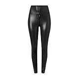 Newdvmmss Damen-Leggings aus Kunstleder mit Zwei-Wege-Reißverschluss im Schritt, Stretch, Leggings aus mattem Leder, Kunstlederhos,XXL