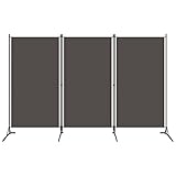 vidaXL Raumteiler Klappbar Freistehend Trennwand Paravent Umkleide Sichtschutz Spanische Wand Raumtrenner 3-TLG. Anthrazit 260x180cm Eisen S
