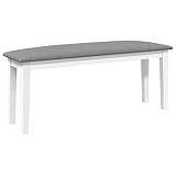 YUTAASU Sitzbank Weiß 110 cm aus Massivholz Gummibaum mit gepolstertem Kissen, robuste H
