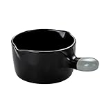 NSTVVEE Japanischer schwarzer Milchtopf mit Ausgießer, Kleiner Kochtopf, Milchtopf aus Keramik, zum Kochen von Milch, Haferbrei, Beikost - schwarz-Blauer Griff - 800-ml-Gläser (schwarz-b