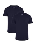 DANISH ENDURANCE Kurzarm T-Shirt aus Modal & Bio-Baumwolle, Rundhals- oder V-Ausschnitt, Atmungsaktiv & Stretch, für Herren (1er | 2er Pack) Dunkles Marineblau M