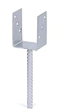 Alberts 214258 U-Pfostenträger | mit Betonanker aus Riffelstahl | feuerverzinkt | lichte Breite 81 mm | Länge Betonanker 200