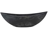 Ovale XXL Pflanzschale für draußen - 1 Stk. riesige Schiff Dekoschale in schwarzer Stein-Optik als Blumentopf Pflanztopf - 66 cm Jardiniere Schale für Garten Balkon oder Friedhof als Grab-Schmuck