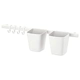 Ikea, Legierter Stahl, SUNNERSTA Schiene mit 4 Haken und 2 Behältern, Weiß