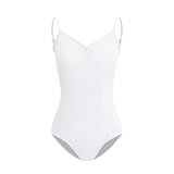ZYXWVU Damen Ballett Trikot Ärmellos Rückenfrei Tanztrikot Damen Tanzbody Damen, C20-weiß,XS