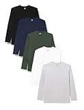 Lower East Basic Rundhals Langarm-Shirts für Herren 3er I 5er Pack aus 100% Baumwolle I Herren Longsleeve in vielen Farb