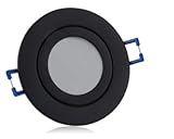 HCFEI LED Einbaustrahler schwarz flach 5 Watt dimmbar 230V Warmweiß 3000K IP44 – geeignet für Bad, Küche, Sauna, Außenbereich – Ø65-75mm Bohrloch (6er Set)
