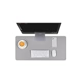 NVYRFS Große Schreibtischunterlage aus PU-Leder, wasserdicht, Mauspad for Desktop-Tastatur, Schreibtischunterlage, Gaming-Mauspad, PC-Zubehör(Light Grey,60x30 cm)