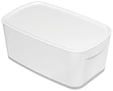 Leitz A5 MyBox Klein mit Deckel, Aufbewahrungsbox für Heim und Büro, 5 L, matte Oberfläche, Kunststoff, BPA-frei und lebensmittelecht, weiß/grau, 52291001