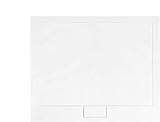 VBChome Duschwanne Duschtasse EXTRA FLACH Rechteck 110x90 cm weiß glatt + Ablaufgarnitur McAlpine fi 50 Bad SET Abdeckplatte Sanitär-Acry