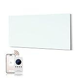 Hocosyme Infrarotheizung Glas 800W,Infrarot Glasheizung mit Fernbedienung 120x60 CM，Elektroheizung mit Überhitzungsschutz - WIFI (Tuya Smart) - Weiß - TÜV