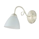 Licht-Erlebnisse Wandleuchte LIRLIN aus Metall & Glas in Shabby Chick weiß E27 blendarm H:23cm Landhaus Wandlampe für Wohnzimmer Schlafzimmer Flur Trepp