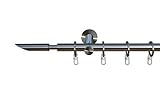 tilldekor Gardinenstange Calla 1, Edelstahl-Optik, 16 mm Durchmesser, auf Maß 110 cm inkl. Trägern, Endstücken, Ringe und Faltenlegehak