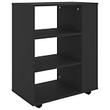 vidaXL Rollschrank mit Fächern Rollcontainer Büroschrank Aktenschrank Bürocontainer Schrank Büro Druckerschrank Schwarz 60x35x75cm Holzwerk