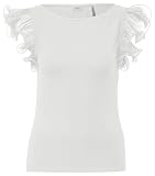 s.Oliver Damen 2144028 T-Shirt mit Volantärmeln, WHITE, 40