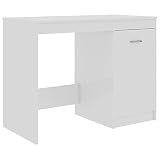 vidaXL Schreibtisch mit integriertem Schrank Bürotisch Computertisch Arbeitstisch Laptoptisch Büromöbel PC Tisch Hochglanz-Weiß 100x50x76cm Holzwerk