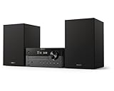 Philips Mikro-Musiksystem TAM4505 60W Bluetooth-Stereoanlage mit CD, MP3-CD, FM-Radio, USB-Wiedergabe, Bassreflex-Lautsprecher, klassisches Design und Audio-In für Z