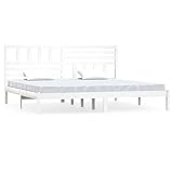 HETFTJN Seniorenbett Einzelbetten/Doppelbett Gästebett Jugendbett - Massivholzbett Weiß 180x200 cm Kiefer für Hotel Schlafsaal Gästezimmer S