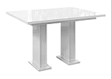 ALTDECOR Esstisch ausziehbar, ideal als Küchentisch, Esszimmertisch - oder Wohnzimmertisch, solide Konstruktion aus Möbelplatte, 120-160x80x75 cm - Hochglanz Weiß - L