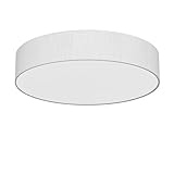 LQWELL Deckenlampe Stoff, Deckenleuchte Rund mit Leinen Lampenschirm, E27 Fassung x 2, max.40W, Ø30cm x H10cm, Grau, für Wohnzimmerlampe Schlafzimmerlampe Deckenbeleuchtung