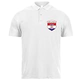 lepni.me Kroatien-Fußball-Poloshirt für Herren mit Namen und Nummer | Kroatische Flagge Abzeichen, Personalisiertes Trikot | Europameisterschaft (M Weiß Nur Team Logo)