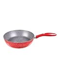 Rosberg Tiefe Pfanne, Marmorbeschichtung, Induktion, Ohne PFOA, Spülmaschinenfest, Rot/Aluminium (20cm)