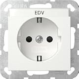 Gira 446227 SCHUKO-Steckdose mit Beschriftungsfeld EDV mit Shutter System 55 Reinweiß