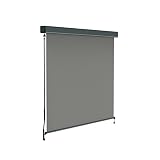 paramondo Außenrollo Senkrechtmarkise 2000 Balkonmarkise Balkonrollo Sonnenschutz, mit Kassette & Kurbelbedienung, 160 x 250 cm, Grau, G